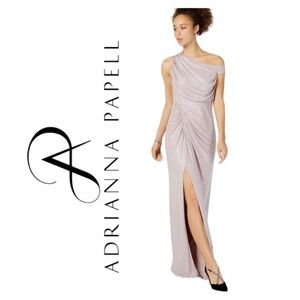 Adrianna Papell Womens Pink Cold-Shoulder Evening Dress Gown Size 8